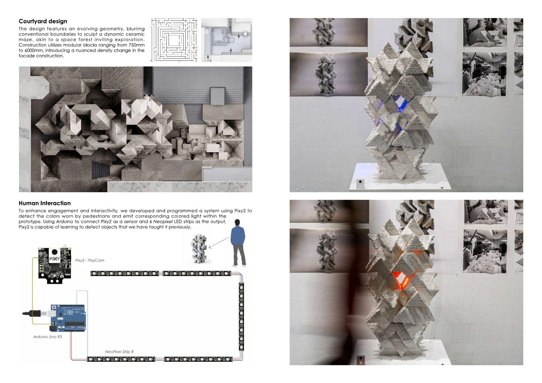 Courtyard design and human interaction lighting system